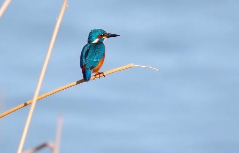 IJsvogel op een riet